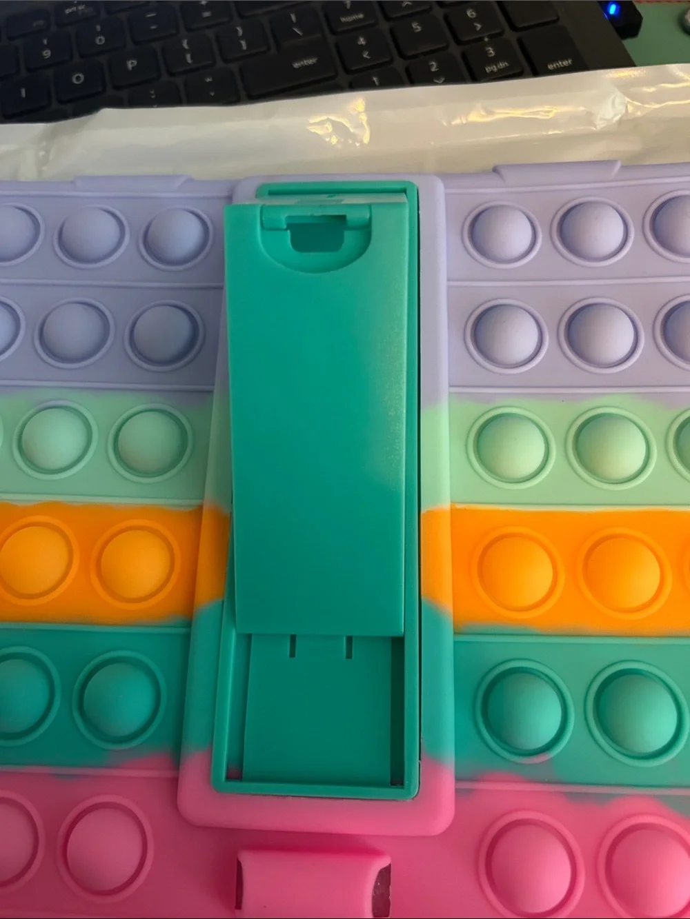 IPad 10 generation Color block POP IT Case with Mint Strap